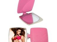 main image for ad Personalised Curved Square Compact Mirror with Leather Case