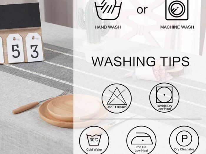 Rectangle Table Cloth Cotton Linen Wrinkle Free (MULTIPLE SIZES)