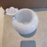 Vase Murano Glass Style Small Round White With Flower Attached 5.5 HX5 W INCHES. Image 7