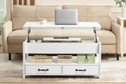Adjustable Height Gas Cylinder Coffee Table with 2 Drawers