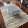 White Leather sofa and foot stool Image 4