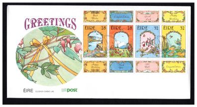 1992 Ireland Greetings Commemorative Stamps Booklet Pane (Hibernian HP51) An Post First Day Cover (FDC)