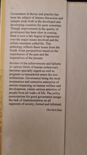 Governance. South Asian Perspective. Edited By Hasnat Abdulhye. Hardback With Dustjacket In Good Condition.