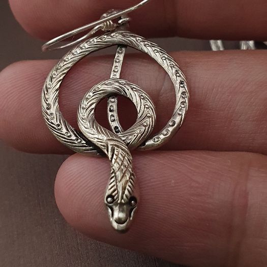 Vintage Snake Brass Earrings Long Dangle Statement Jewelry for Boho & Tribal Style