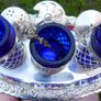 Vintage Silver Plate Salt and Pepper Shakers, Cobalt Blue Glass Liners Image 4