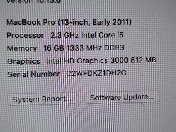 Apple MacBook Pro Model A1278, macOS High Sierra, Intel Core i5, 2.3GHz, 16GB Ram, 128GB SSD, Keyboard issues