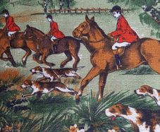vintage horse hunting table cloth 60's