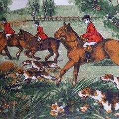 vintage horse hunting table cloth 60's
