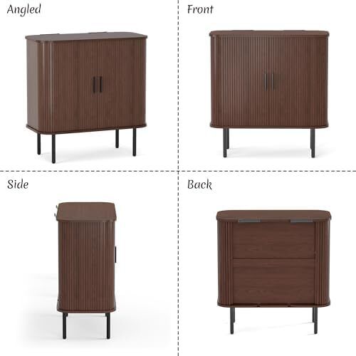 Buffet Storage Cabinet for Living Room, Kitchen Cupboard with Tambour Sliding Door, Storage Unit for Modern Home Dinning Room,Walnut
