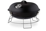 Portable Kettle Barbecue with Lid, Delicious BBQ, Picnic Grill with Large Grill Surface, Charcoal, Diameter 36 cm, Black