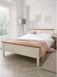Cream / Oak Bed Frame