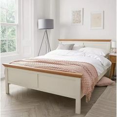 Cream / Oak Bed Frame