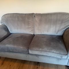 grey velvet sofa