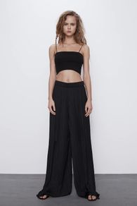 ZARA Pleated Palazzo Pants Black Size XS!