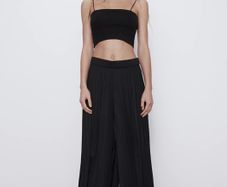 ZARA Pleated Palazzo Pants Black Size XS!