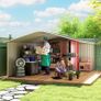 13 x 11ft Garden Metal Storage Shed, Outdoor Storage Tool House with Ventilation Slots, Floor Foundation and Lockable Double Doors, Grey Image 8