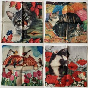 45 x 45 cm - Decorative Cat Themed Throw Pillow Cushion Cover | 3 Styles