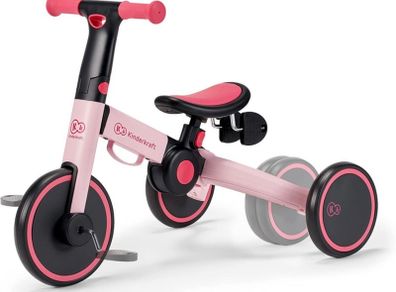 3-in-1 4TRIKE, Lightweight Slide, Balance Bike, Foldable, Ergonomic Saddle, from 12 Months to 5 Years, Pink (FREE POSTAGE)