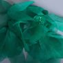 Green Pearl Cluster Stud Glass Inlay Extravagant Chiffon Petal Tassel Earrings Image 10