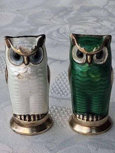David Anderson Mid Century Sterling Silver Enamel Salt and Pepper