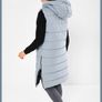 Miriam longline Padded Gilet with Hood in Steel Blue Rising Image 2