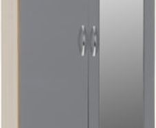Nevada Mirrored 2 Door 1 Drawer Wardrobe