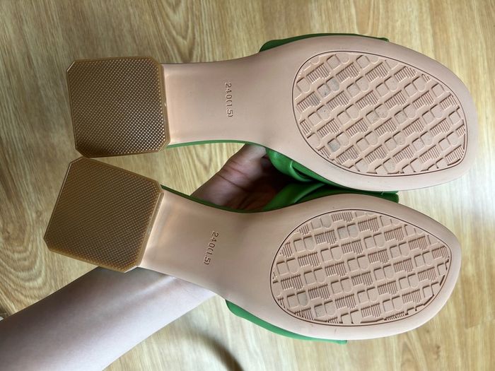 green faux leather sandal