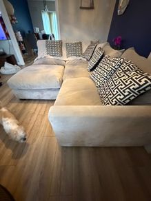 Corner sofa and foot poof