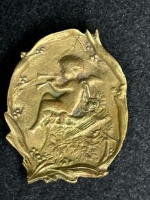Small Vintage Brass Cherub Wall Hanging/ Plaque