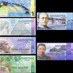 Antarctic Dollar Commemorative Banknote 1,2,3,5,10,20 Dollar plastic money like uk notes with UV Anti-counterfeiting Charitable Collect Gifts