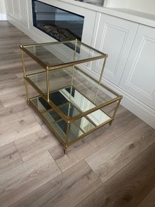 Gold 3-Tier Glass Side Table