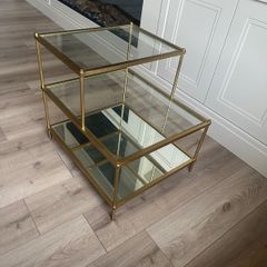 Gold 3-Tier Glass Side Table