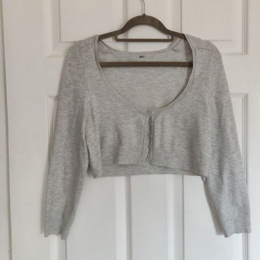 Grey Cropped Cardigan, BERSHKA, Size S