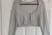 Grey Cropped Cardigan, BERSHKA, Size S