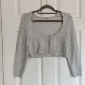 Grey Cropped Cardigan, BERSHKA, Size S
