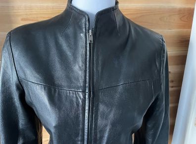 leather womens jacket black Outer Edge size 10