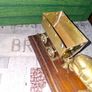 Solid Brass Shire Horse Pulling a Mining Cart mounted on wooden plinth, Postage Available or collection Image 4