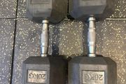 Dumbbells Rubber Hex 20kg Pair