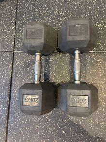 Dumbbells Rubber Hex 20kg Pair