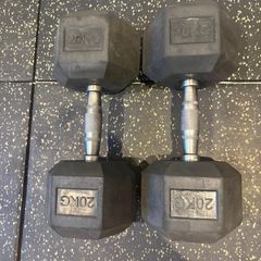 Dumbbells Rubber Hex 20kg Pair
