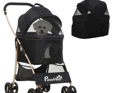 3 In 1 Detachable Pet Stroller, for Extra Small and Small Dogs - Black