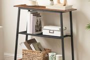 3-Tier Slim Console Table, Narrow Hallway Table with Open Storage Shelves, Narrow Side Table, Behind Sofa Table for Small Space, Entryway, Hallway, Living Room, Rustic Brown