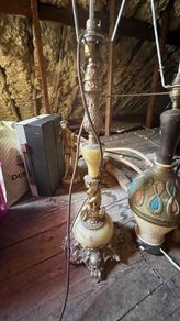 Vintage Hollywood Regency Brass & Alabaster Cherub Floor Lamp
