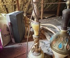 Vintage Hollywood Regency Brass & Alabaster Cherub Floor Lamp