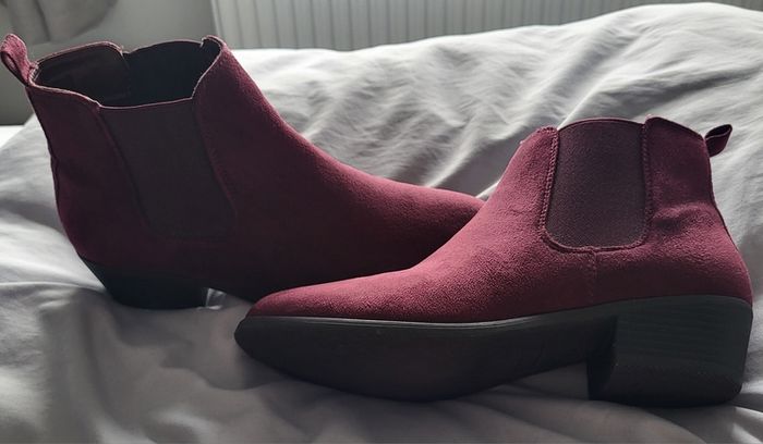 Maroon suede ankle boots