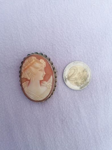 Vintage Large Silver Cameo Pendant&brooch
