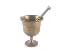 Vintage Solid Brass Mortar And Pestle Set