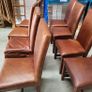 Solid Wooden Table & 8 Real Leather Brown Chairs for Sale Image 3