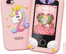 Kids Smart Phone Toys for Girls Ages 3-7 with Dual Camera - Phone Toys with Learning Games, Travel Toys with MP3 Music Player for Valentine's Day Birthday Gifts for 3 4 5 6 7 Year Old Boys