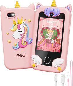Kids Smart Phone Toys for Girls Ages 3-7 with Dual Camera - Phone Toys with Learning Games, Travel Toys with MP3 Music Player for Valentine's Day Birthday Gifts for 3 4 5 6 7 Year Old Boys
